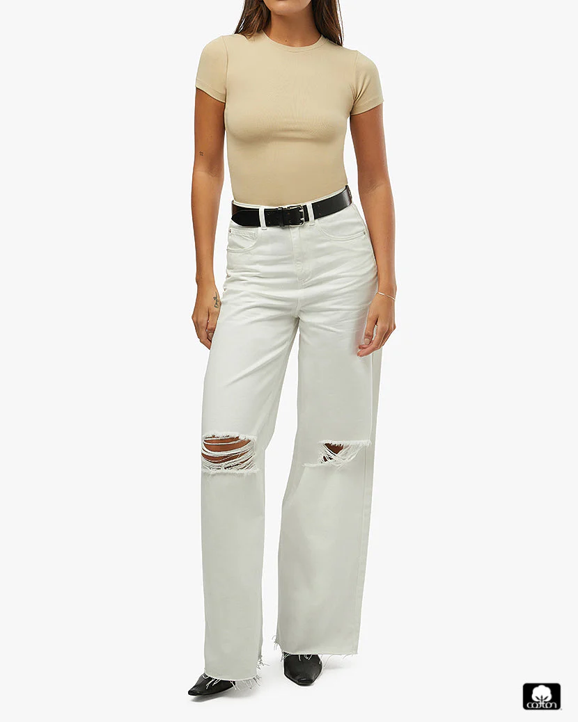 Fitted Crew Neck | Beige - Image 3