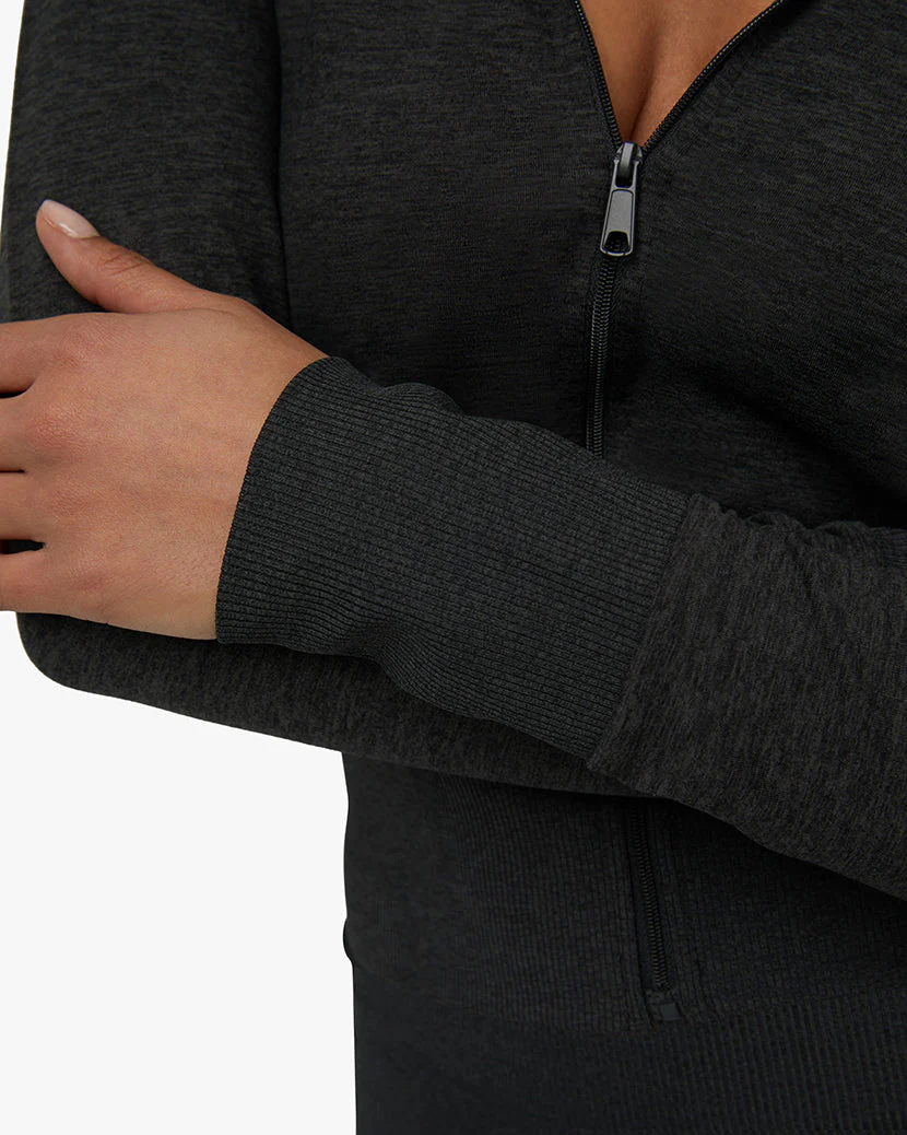 Fitted Zip-Up Hoodie | Black - Image 5