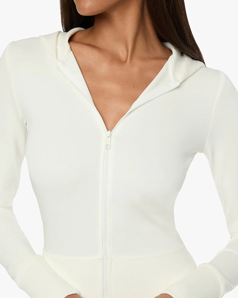 Fitted Zip-up Hoodie | Off White - Image 5