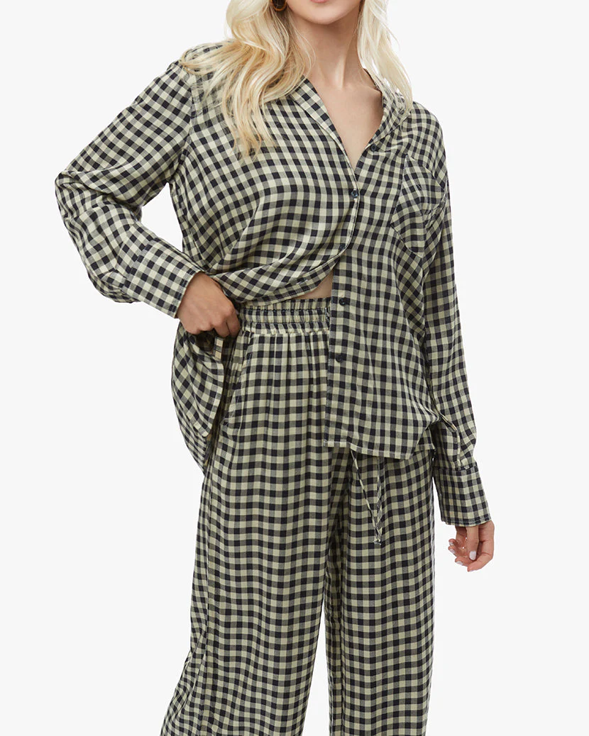 Flannel Button Up Herringbone Set | Black Khaki - Image 4