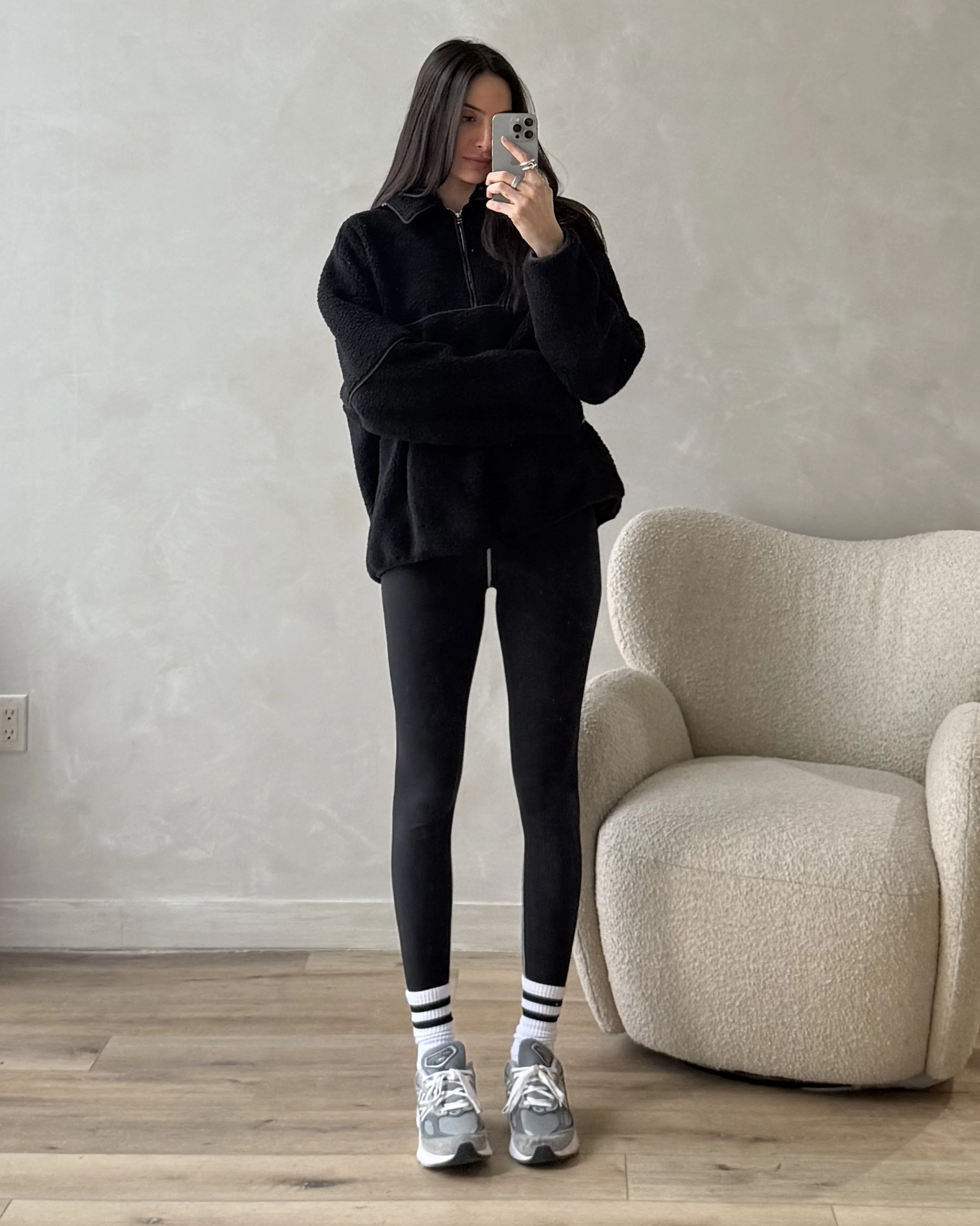 Fleece Quarter Zip Sweater | Black x Dark Brown - Image 3