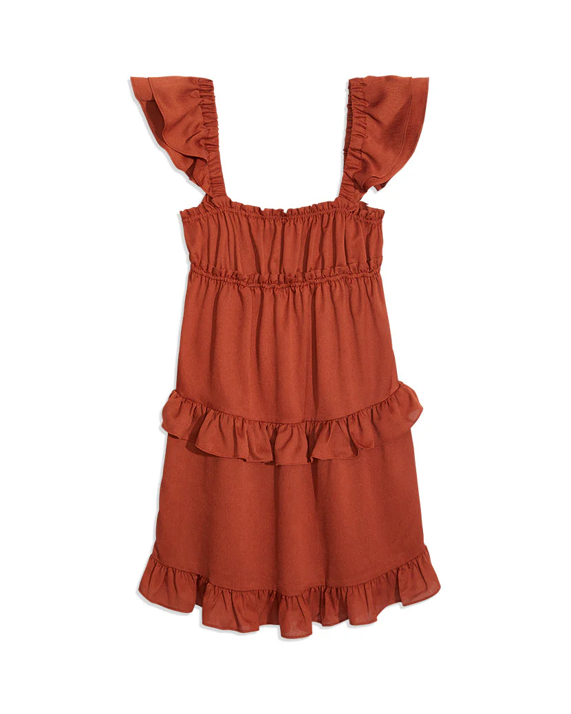 Flirty Crinkle Chiffon Ruffle Dress | Clay - Image 2