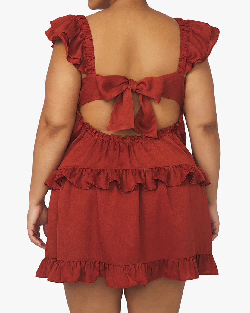 Flirty Crinkle Chiffon Ruffle Dress | Clay - Image 3
