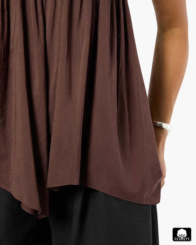Flowy Triangle Cami Top | Black x Brown - Image 6
