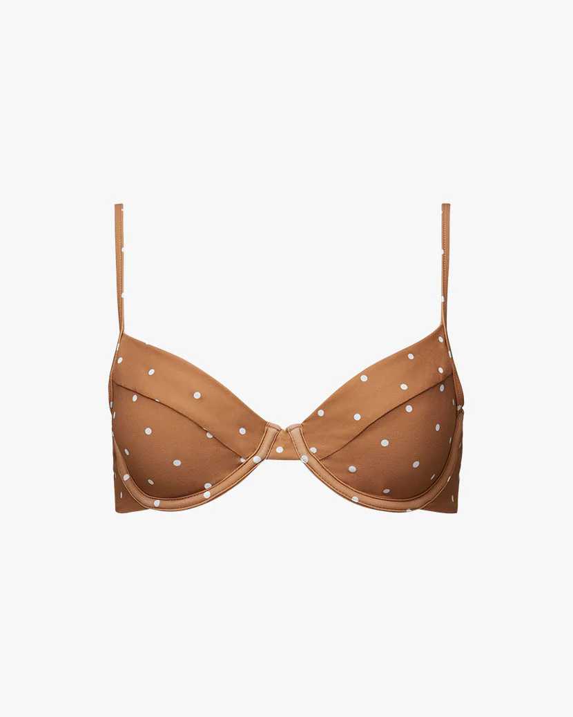 Full Coverage Underwire Micro Polka Dot Bikini Top | Biscotti - Image 2