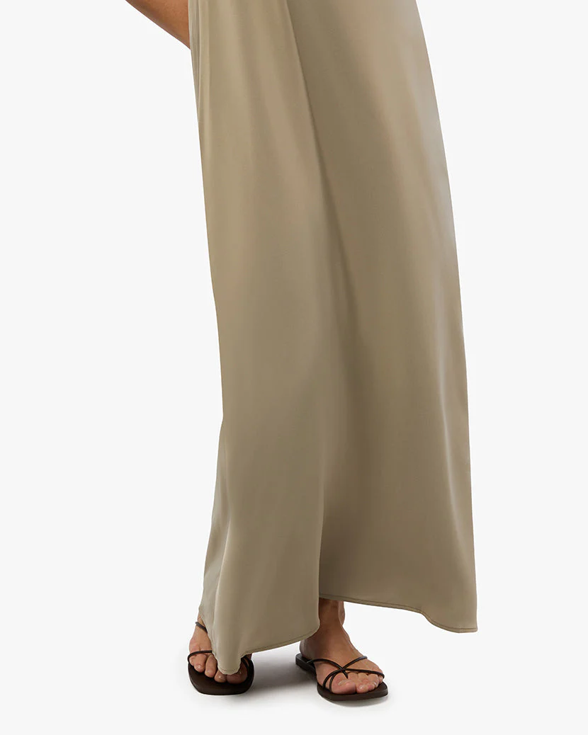 Halter Deep V Maxi Dress | Plaza Taupe - Image 4