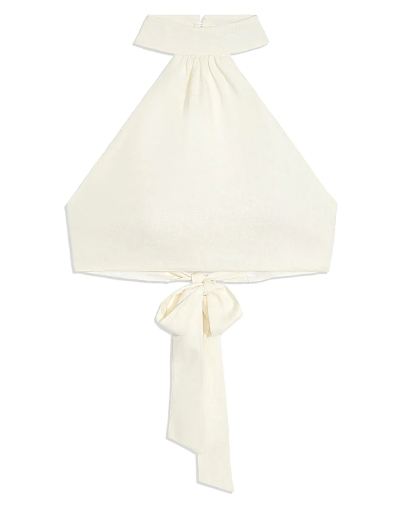 Halter Linen Blend Top | Whisper White - Image 2