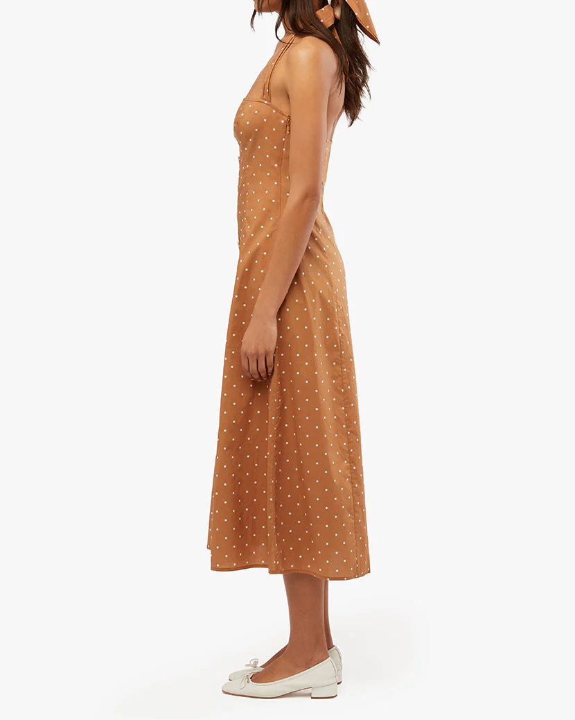 Halter Micro Polka Dot Button Up Midi | Biscotti - Image 4