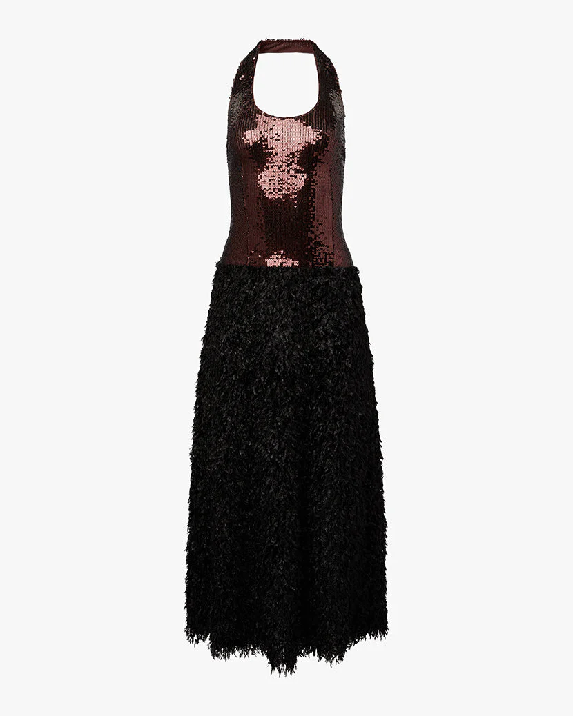 Halter Midi Dress | Chocolate x Black - Image 2