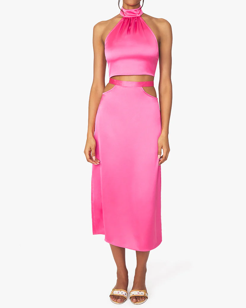 Halter Satin Charmeuse Top | Hot Pink - Image 5