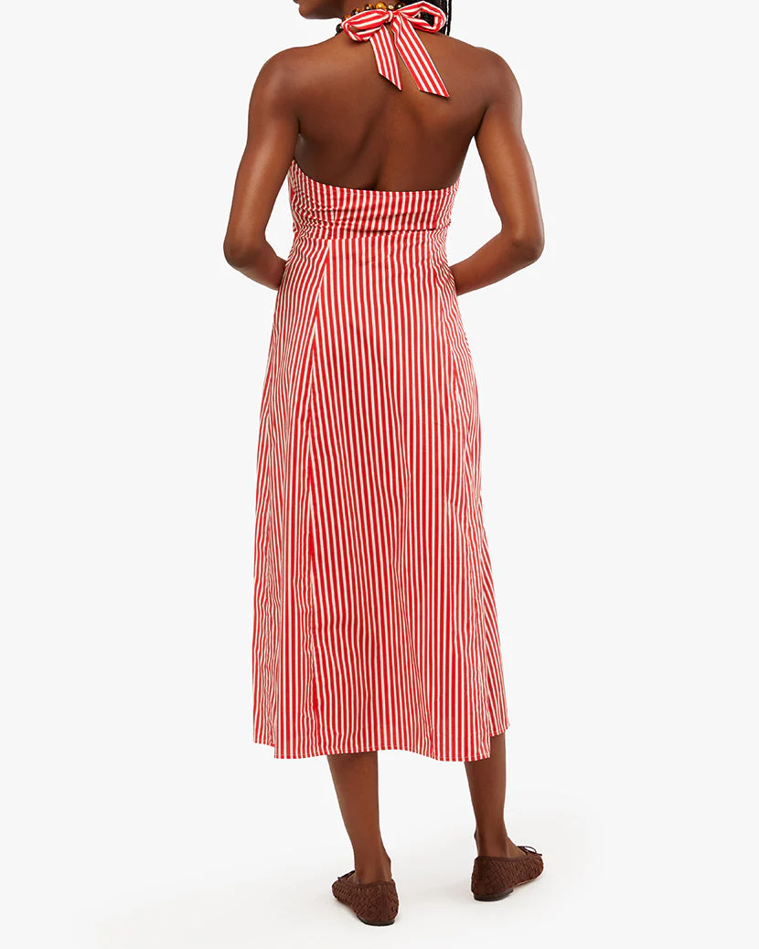 Halter Stripes Button Up Midi | Red Off White - Image 5