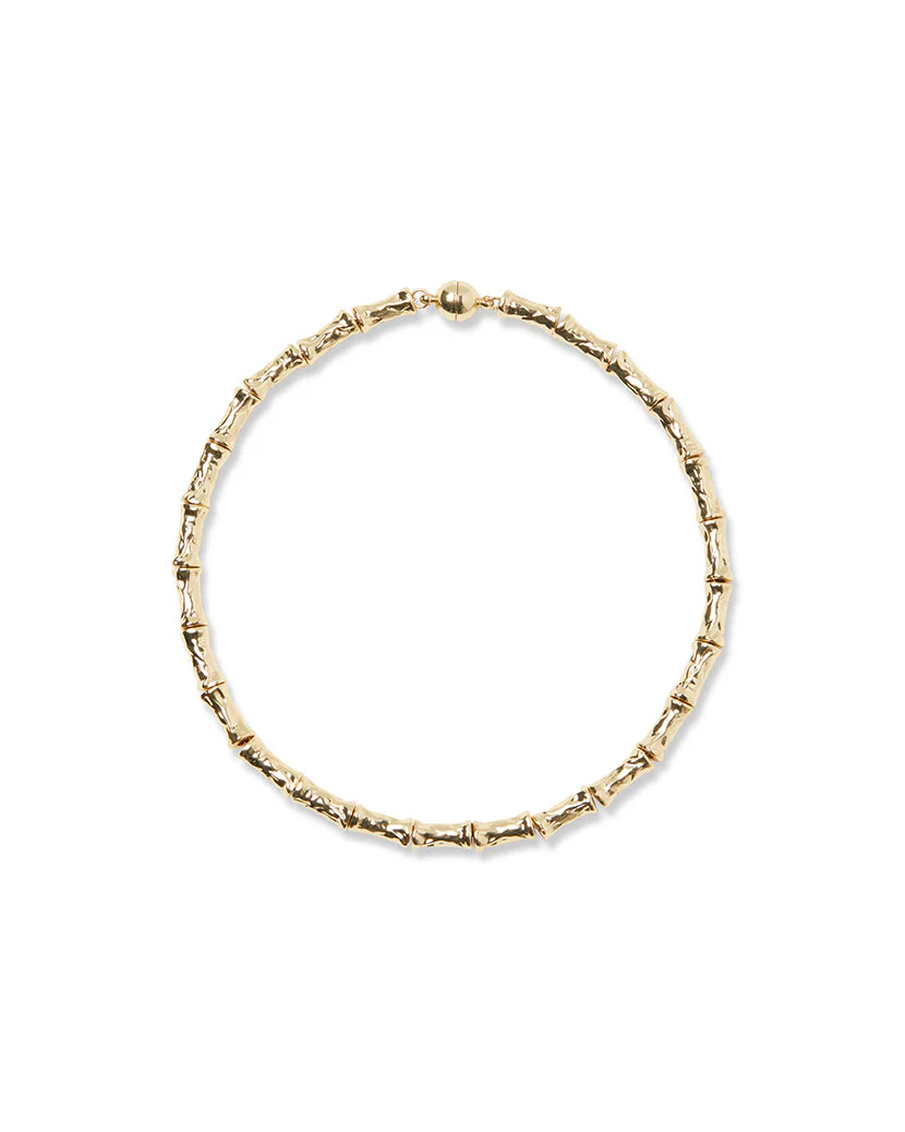 Hammered Bamboo Necklace | Gold