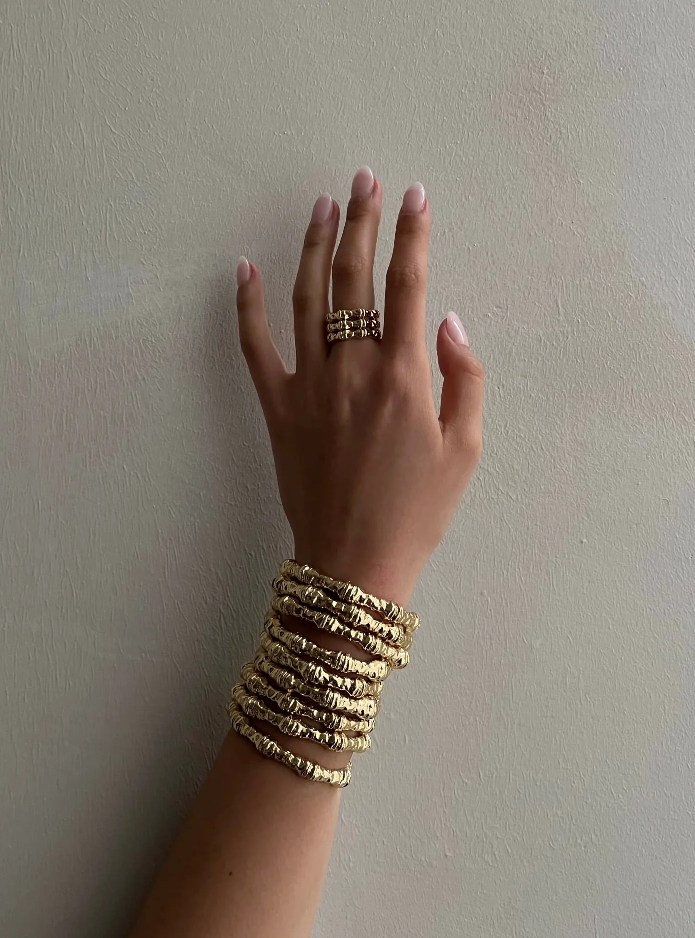 Hammered Bamboo Ring | Gold - Image 2