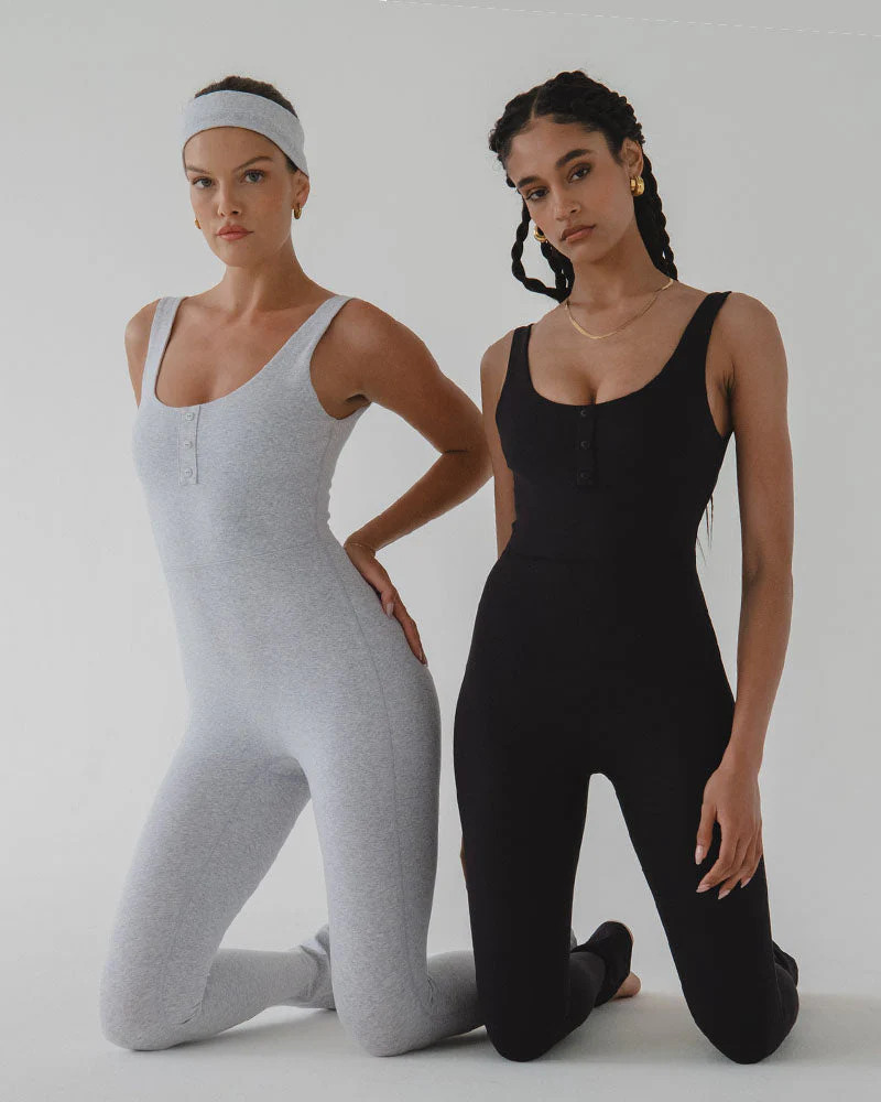 Henley Flare Jumpsuit | Black - Image 3