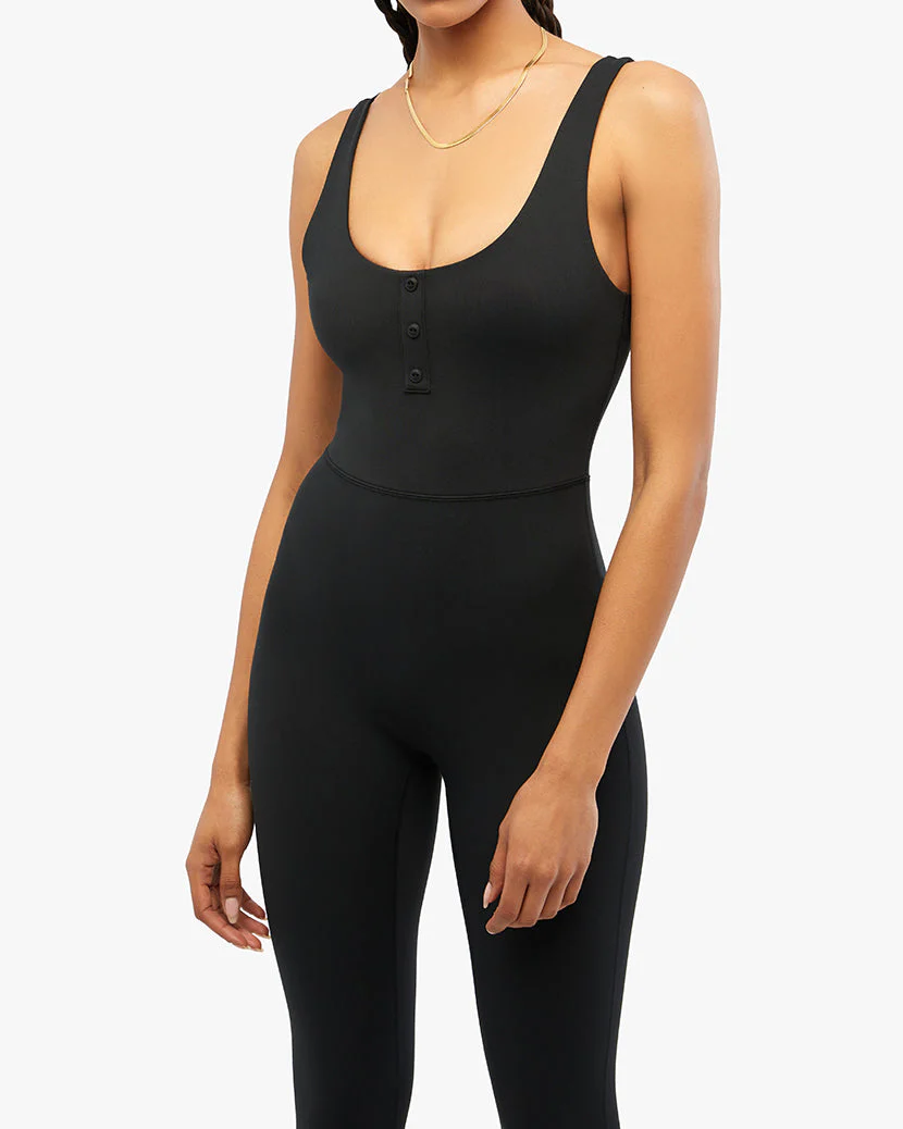 Henley Flare Jumpsuit | Black - Image 5