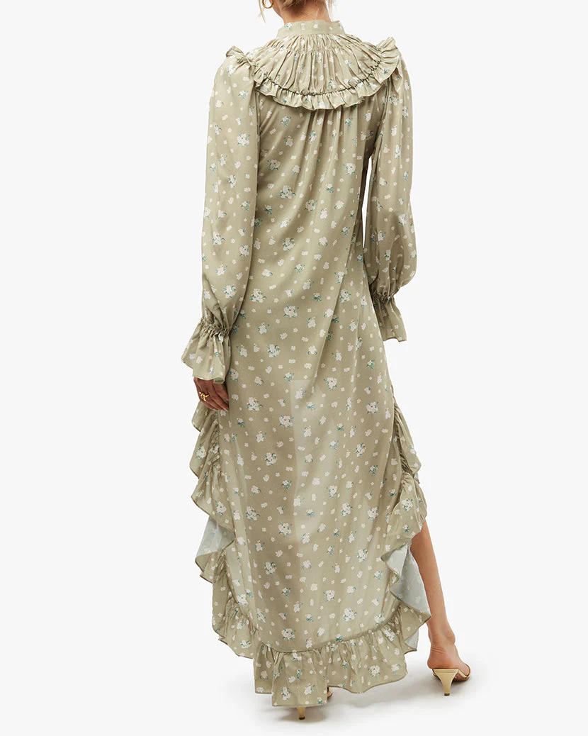 High Low Polka Dot Floral Dress | Oat - Image 3