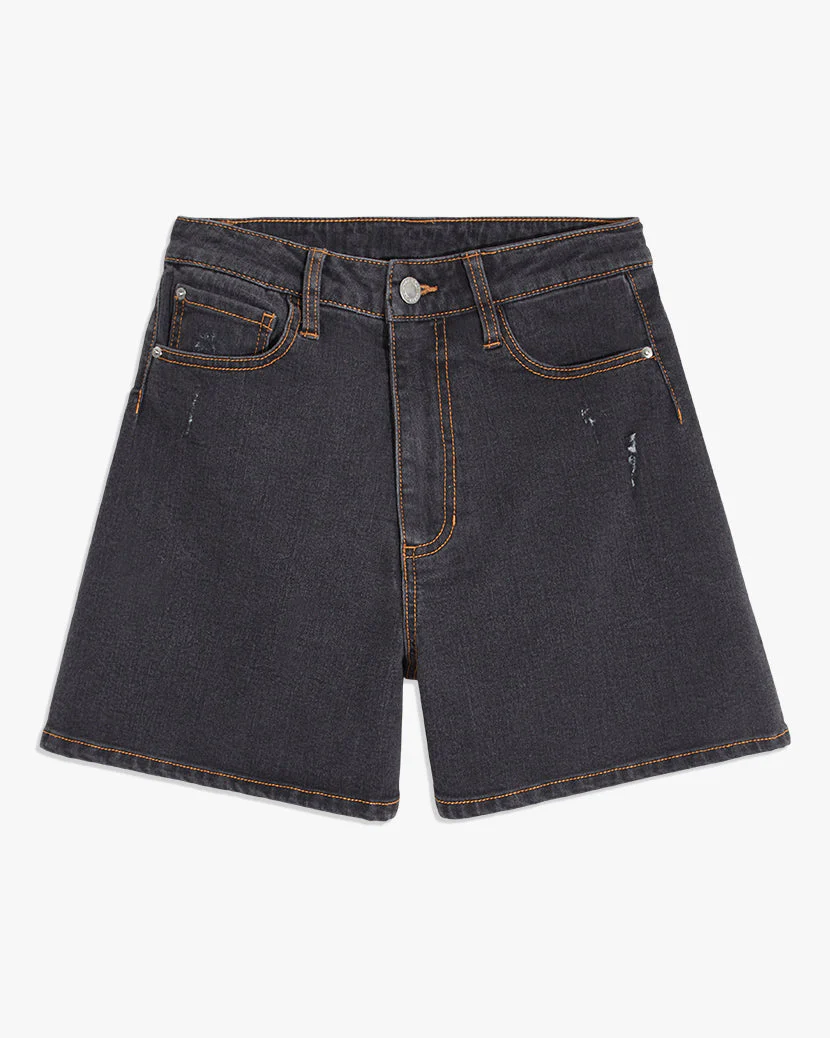 High Rise Balloon Stretch Denim Short | Bahbah - Image 2