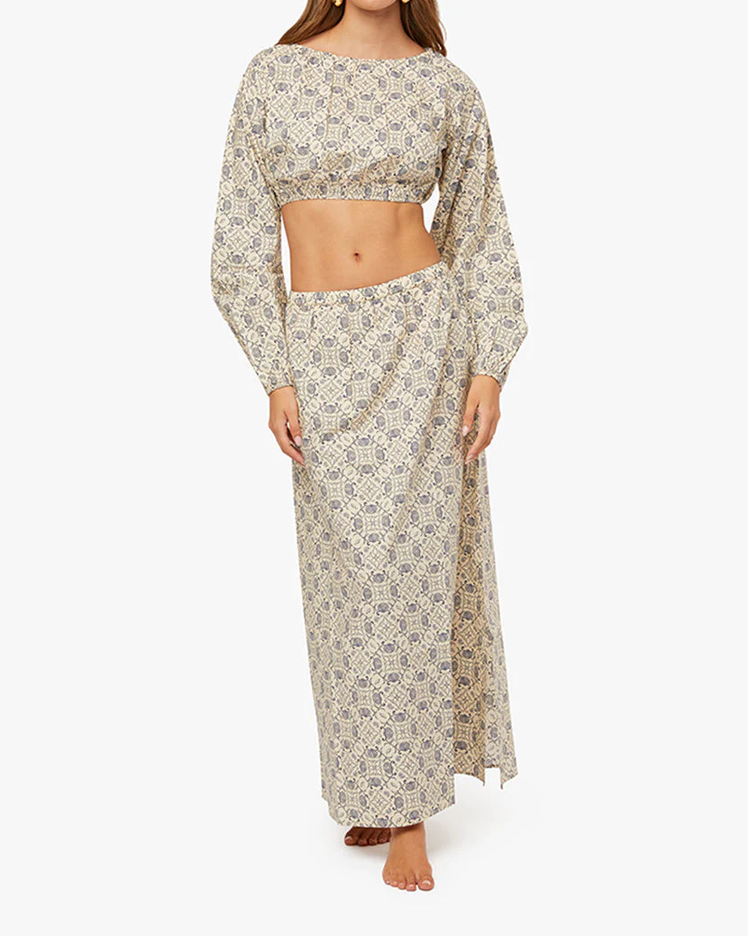 High Rise Bubble Maxi Skirt | Sandshell x Set Blue - Image 4