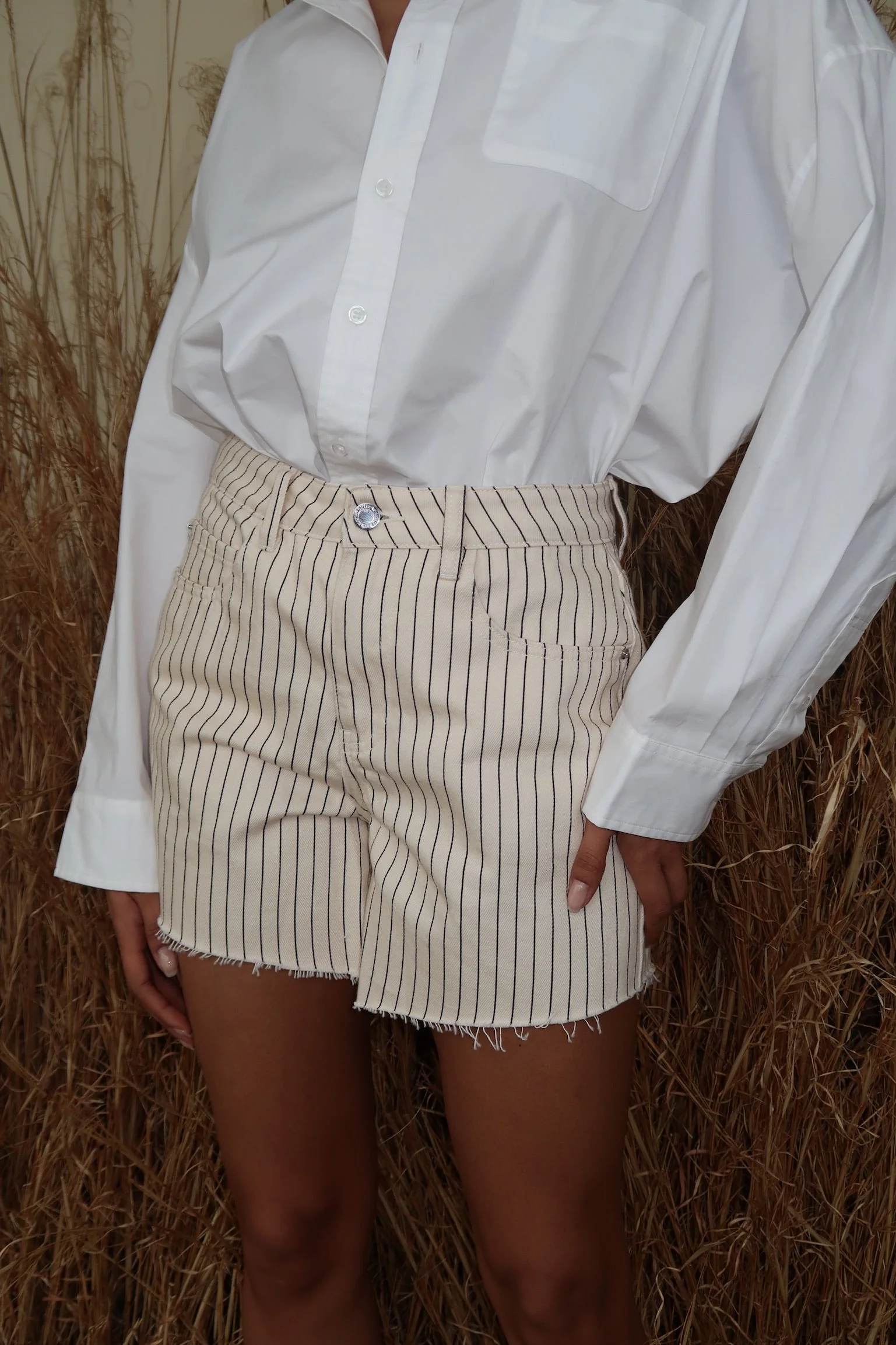 High Rise Flare Short | Antique White - Image 3