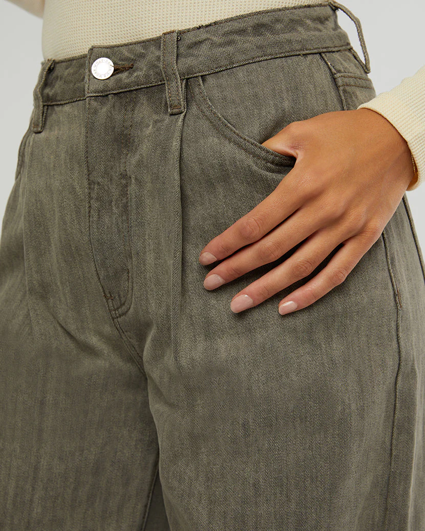 High Rise Pleated Wide Leg Pants | Stone Wash - Image 6