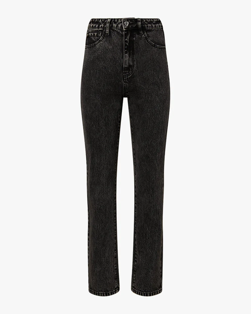 High Rise Relaxed Straight Leg Pants | Black Acid Wash - Image 2