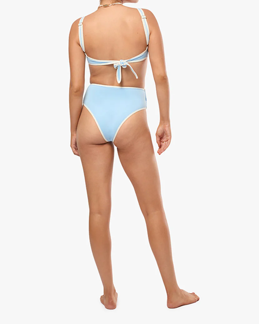High Rise Tie Front Bottom | Baby Blue x Off White - Image 7