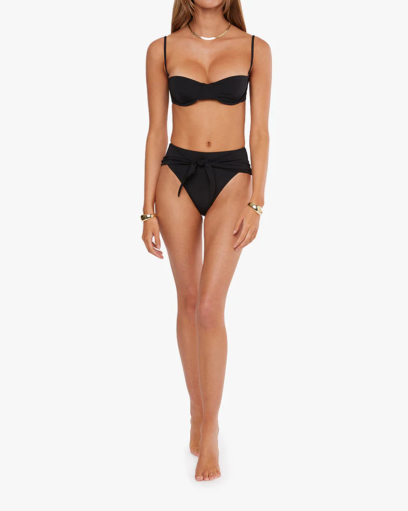 High Rise Tie-front Bottom | Black - Image 4