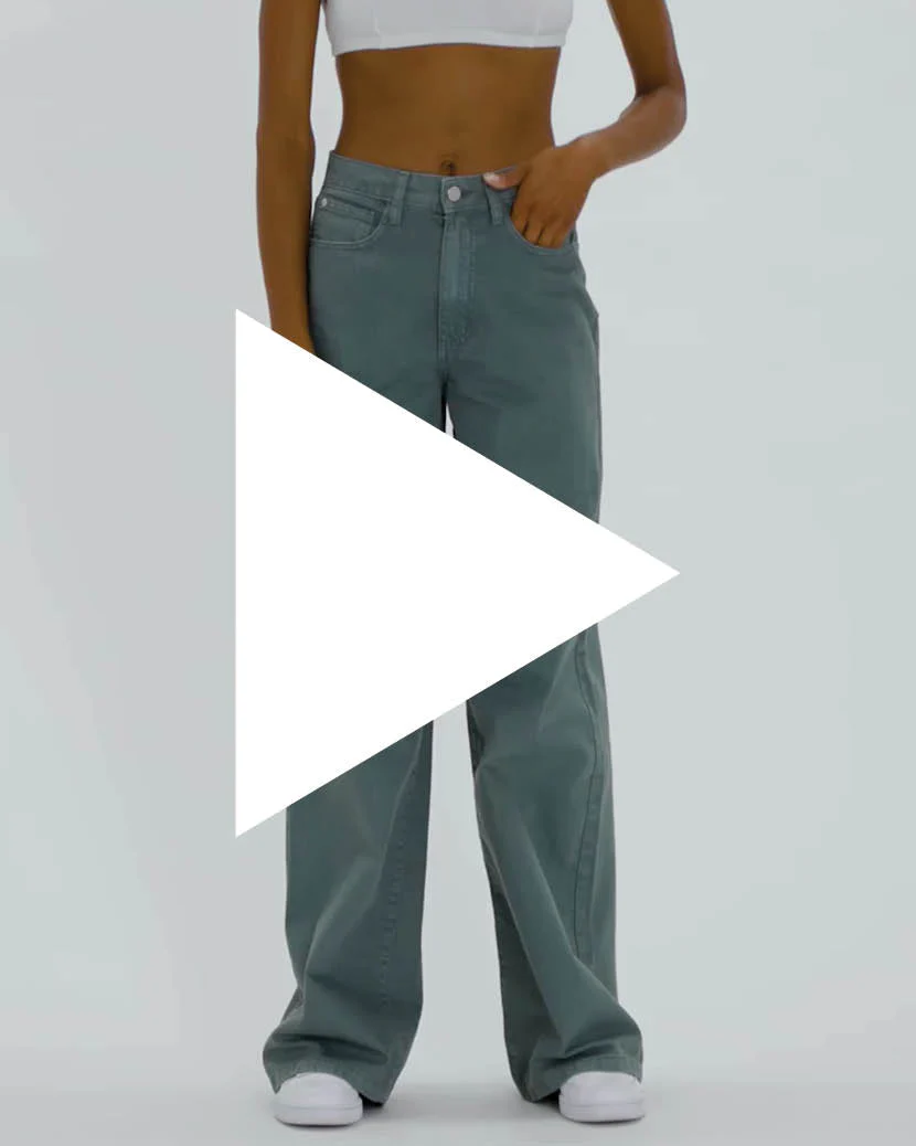 High Rise Wide Leg Rigid Denim Jean | Green - Image 8