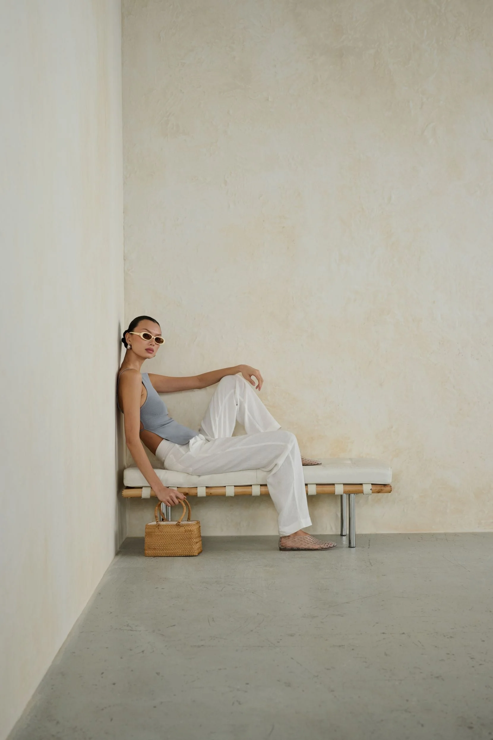 High Straight Neck Top | Dusty Blue - Image 3