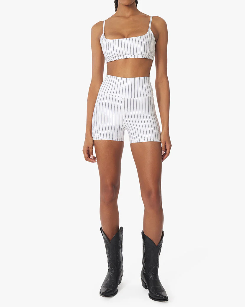 Hot Pinstripe Short Brushed Poly | Off White Black - Image 2