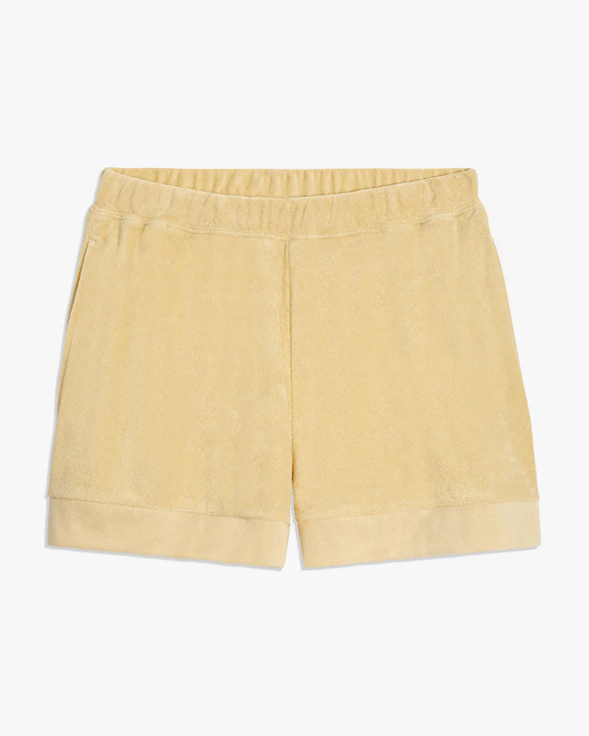 Knit Foldover Towel Terry Shorts | Taupe - Image 3