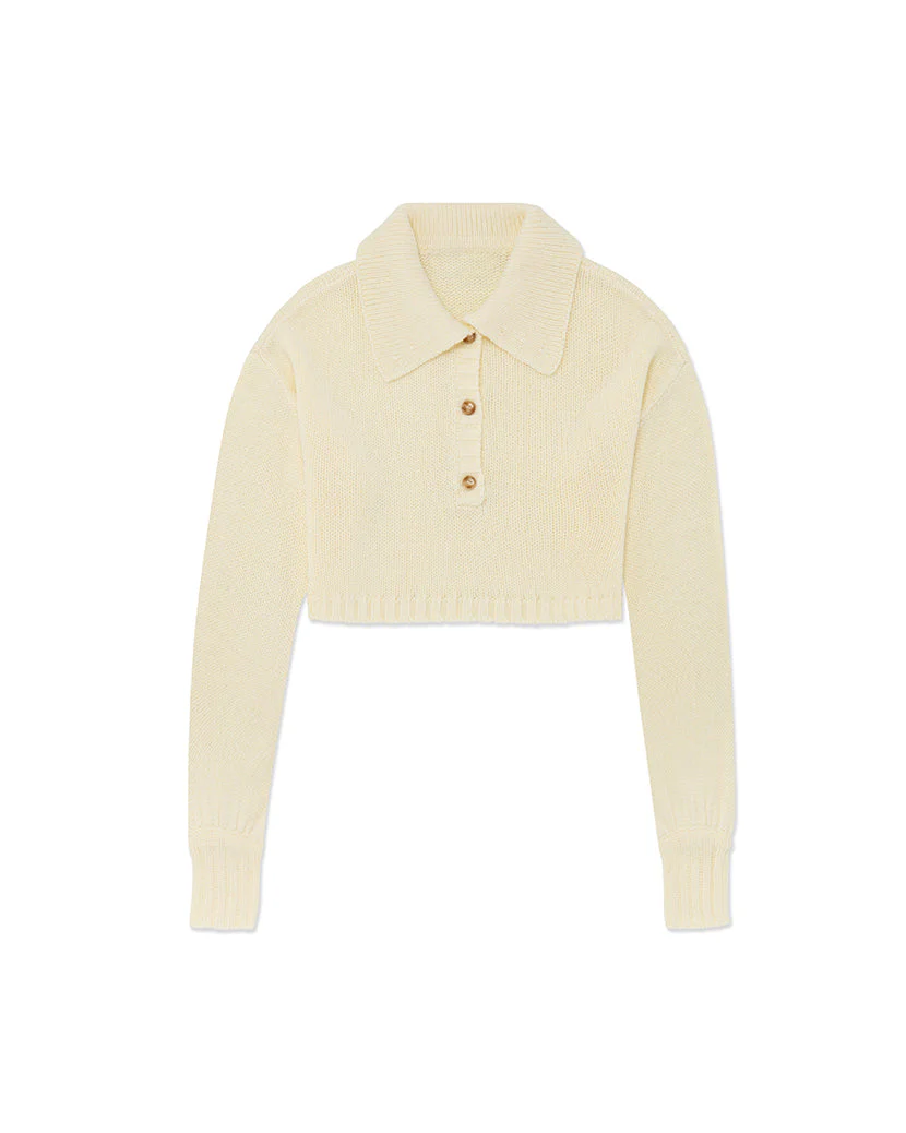 Knit Polo Sweater | Ivory - Image 2