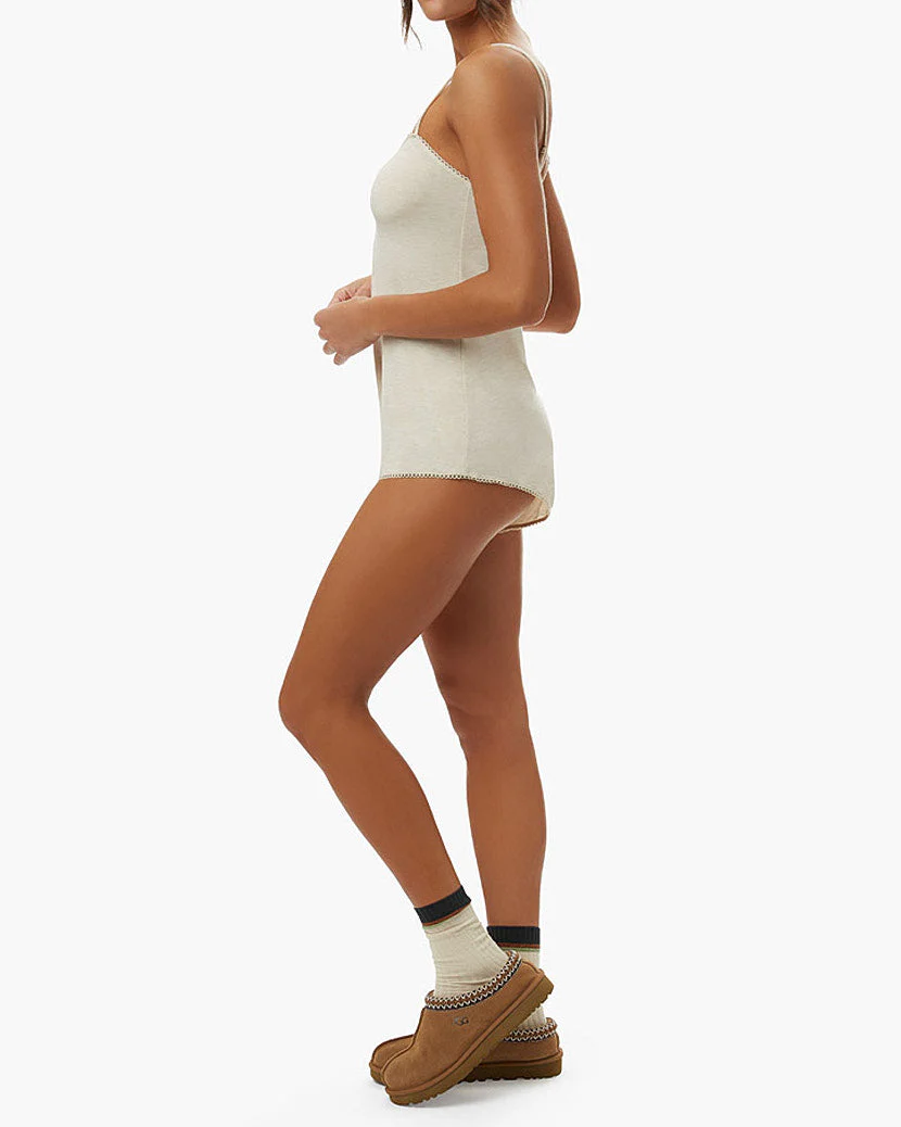 Knit Slip Jersey Romper | Oat Heather - Image 4