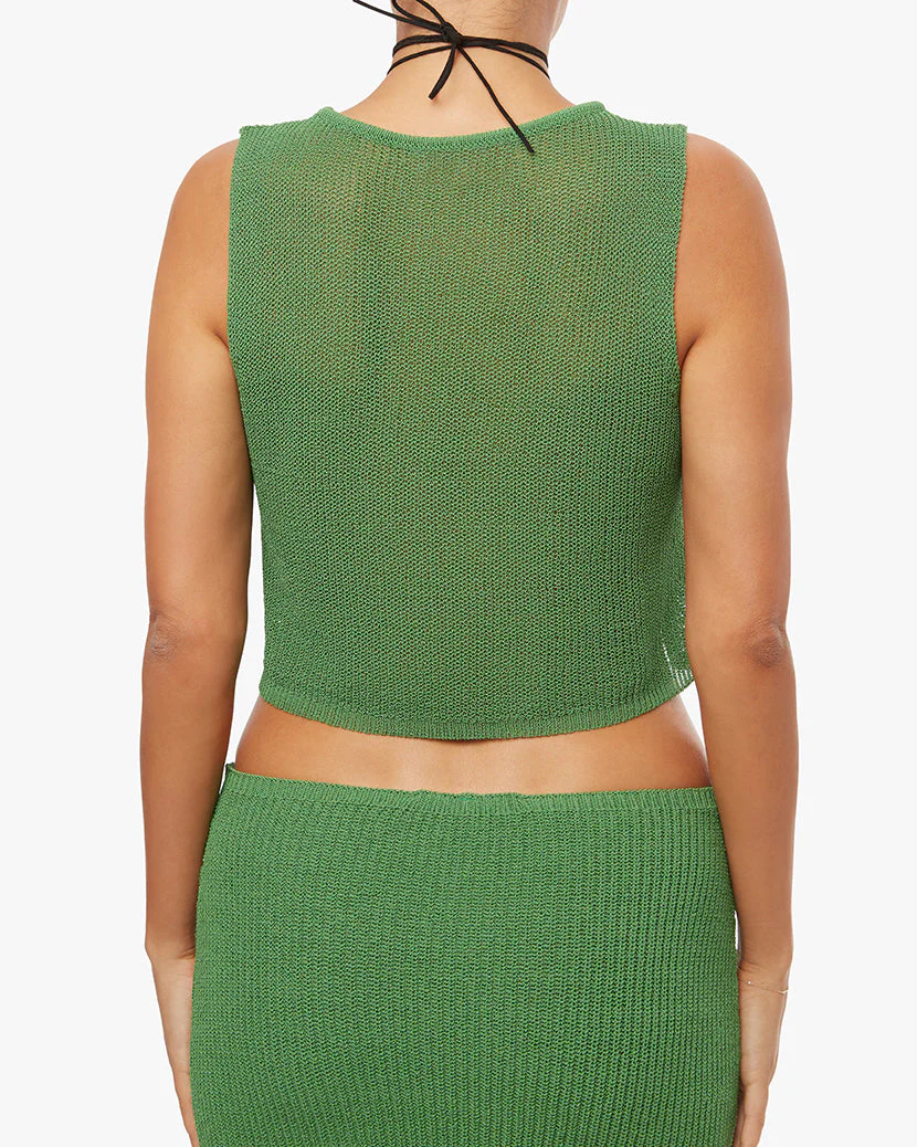 Knit Tie Front Crop Top | Palm Green - Image 4
