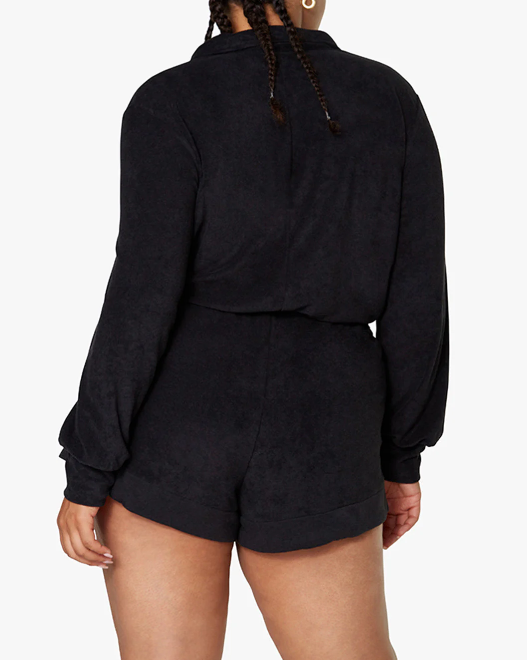 Knit Towel Terry Romper | Black - Image 4