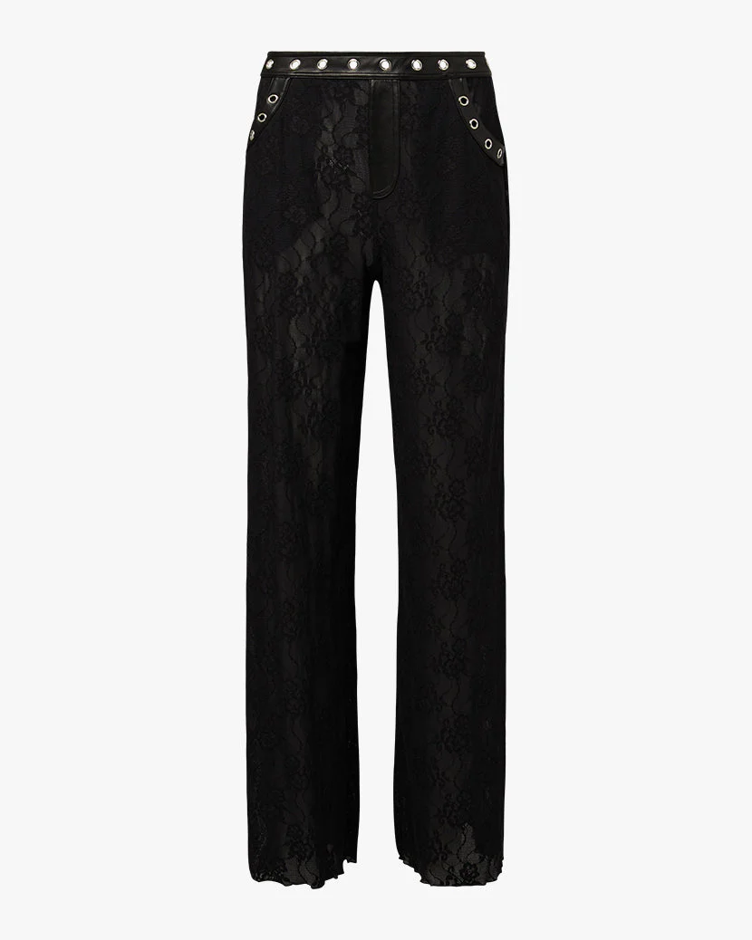 Lace Wide Leg Pant | Black - Image 2
