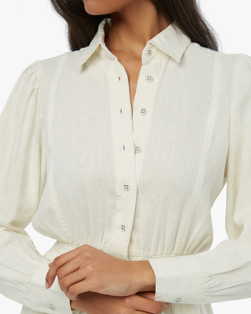 Linen Button Up Romper | White - Image 5