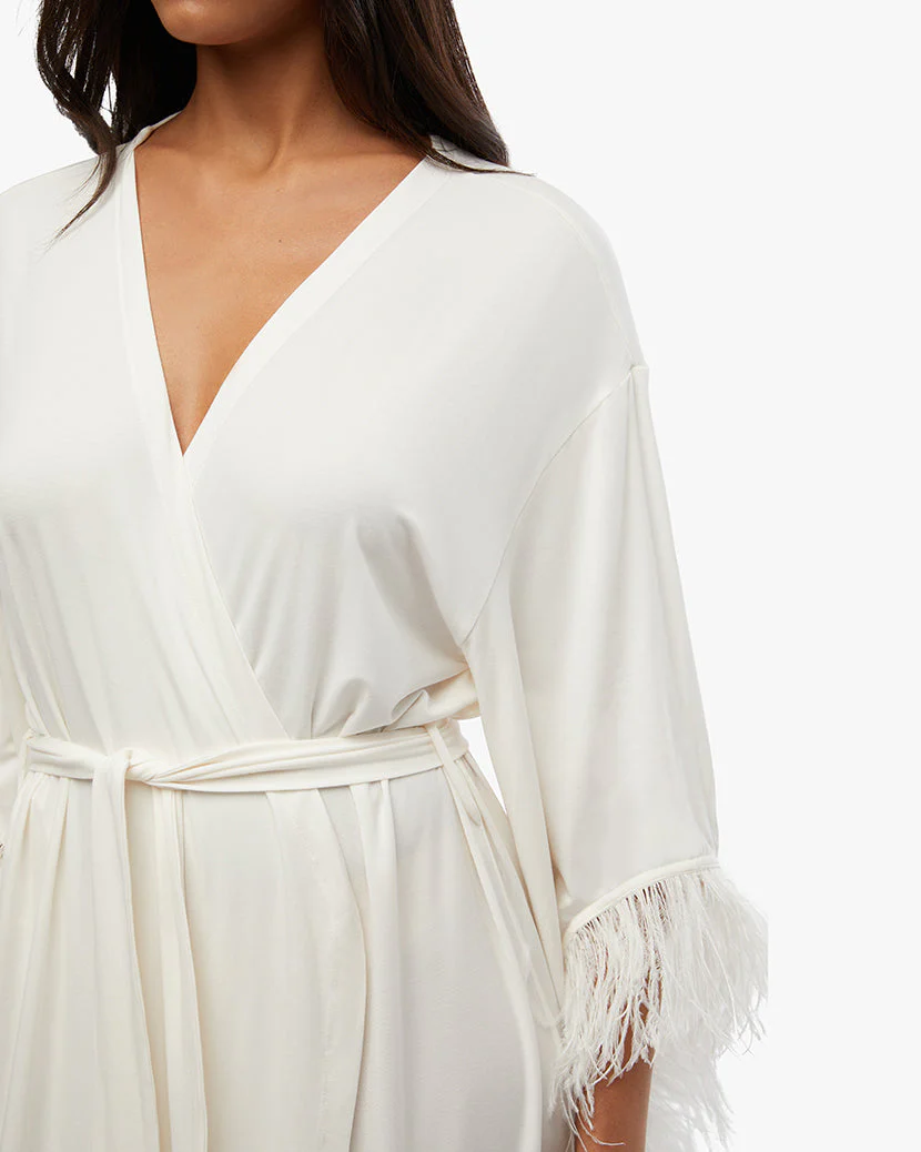 Long Feather Robe | Ivory - Image 4