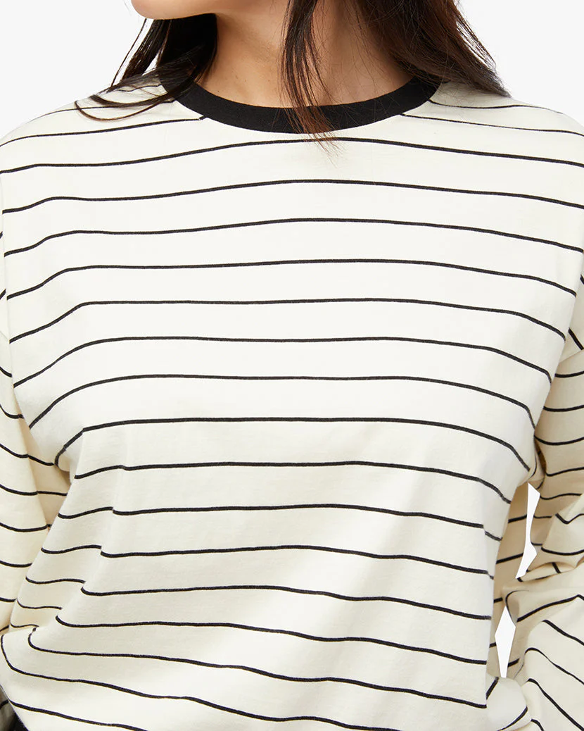 Long Sleeve Boxy Shirt | Black x Antique White - Image 4