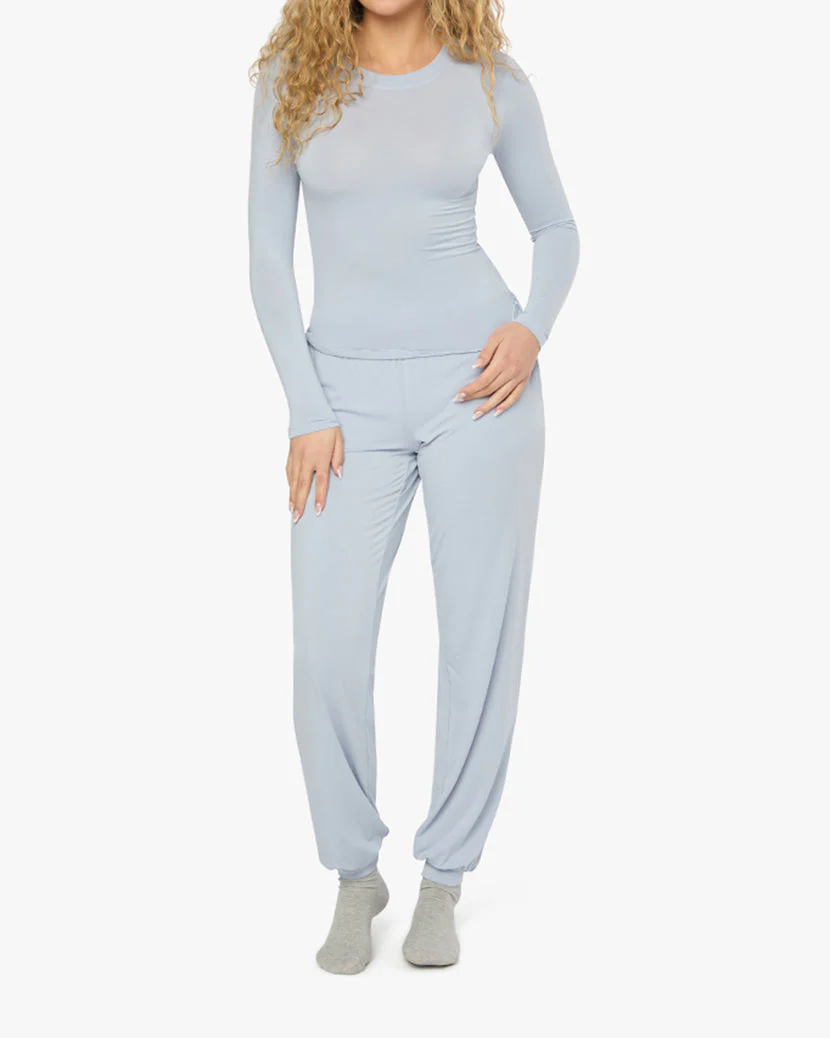 Long Sleeve Crewneck Top | Powder Blue (V2) - Image 3