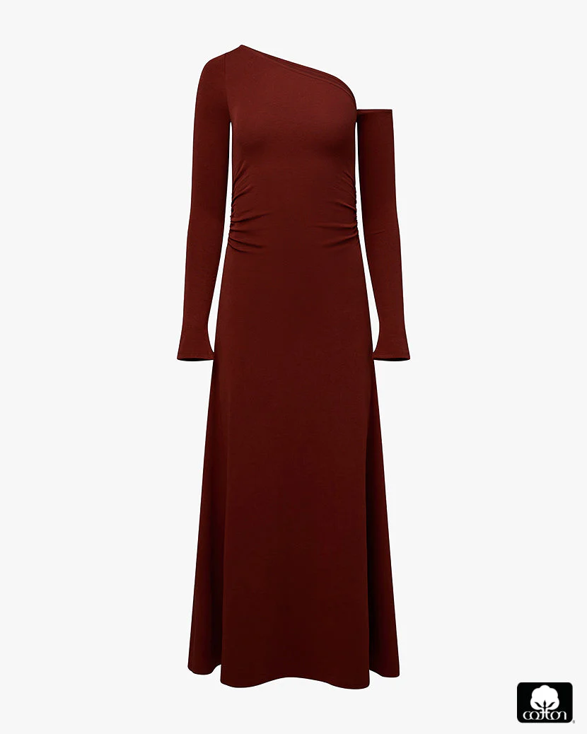 Long Sleeve Off Shoulder Dress | Chestnut - Image 2