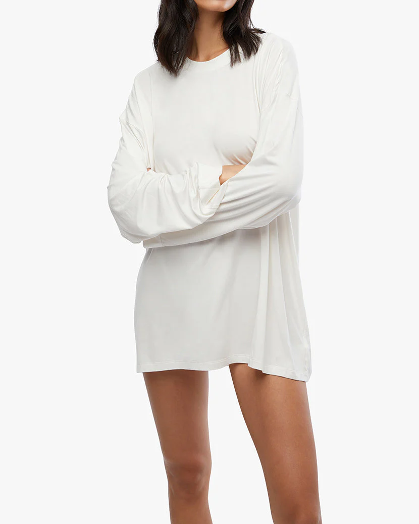 Long Sleeve Oversized Sleep Tee | Ivory - Image 3