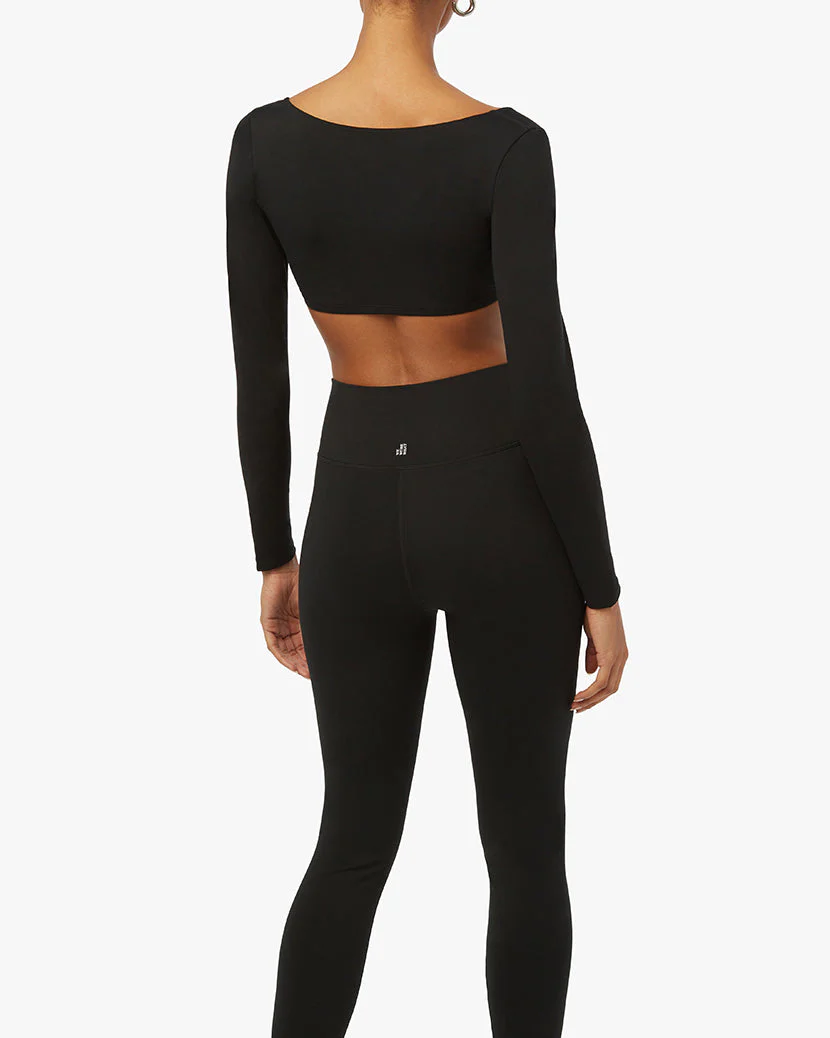 Long Sleeve Square Neck Bra Top | Black - Image 5