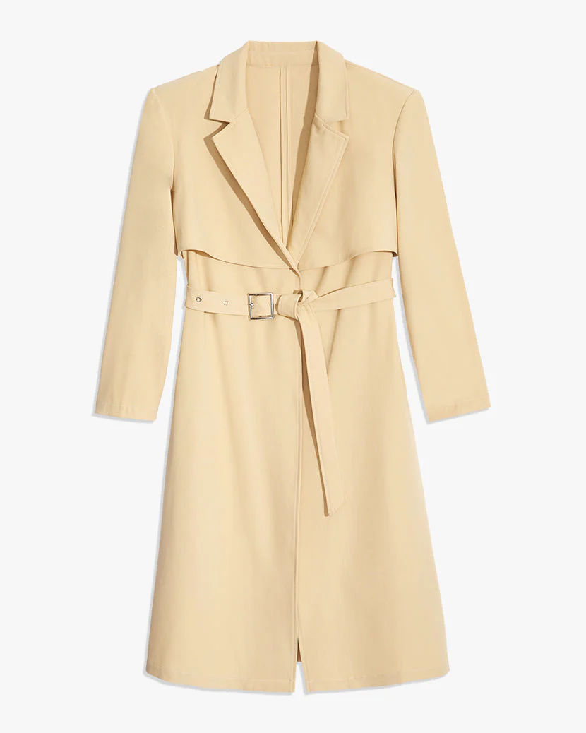 Long Stretch Crepe Trench Coat | Taupe - Image 2