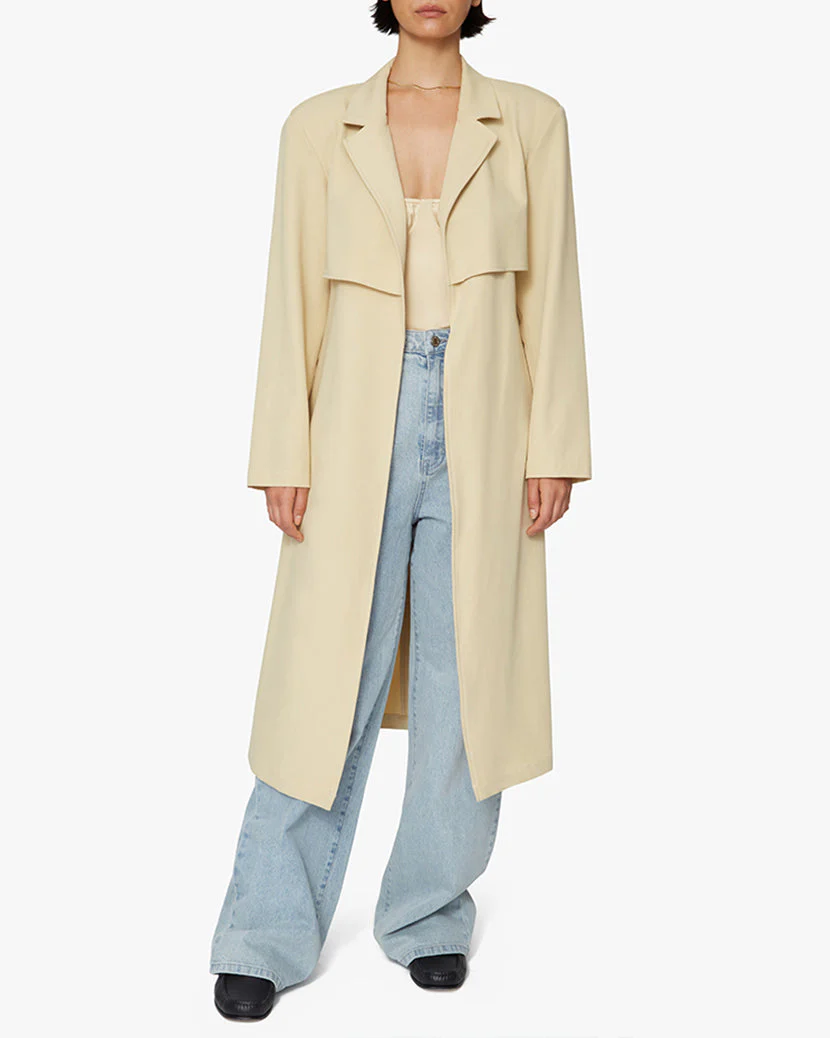 Long Stretch Crepe Trench Coat | Taupe - Image 4