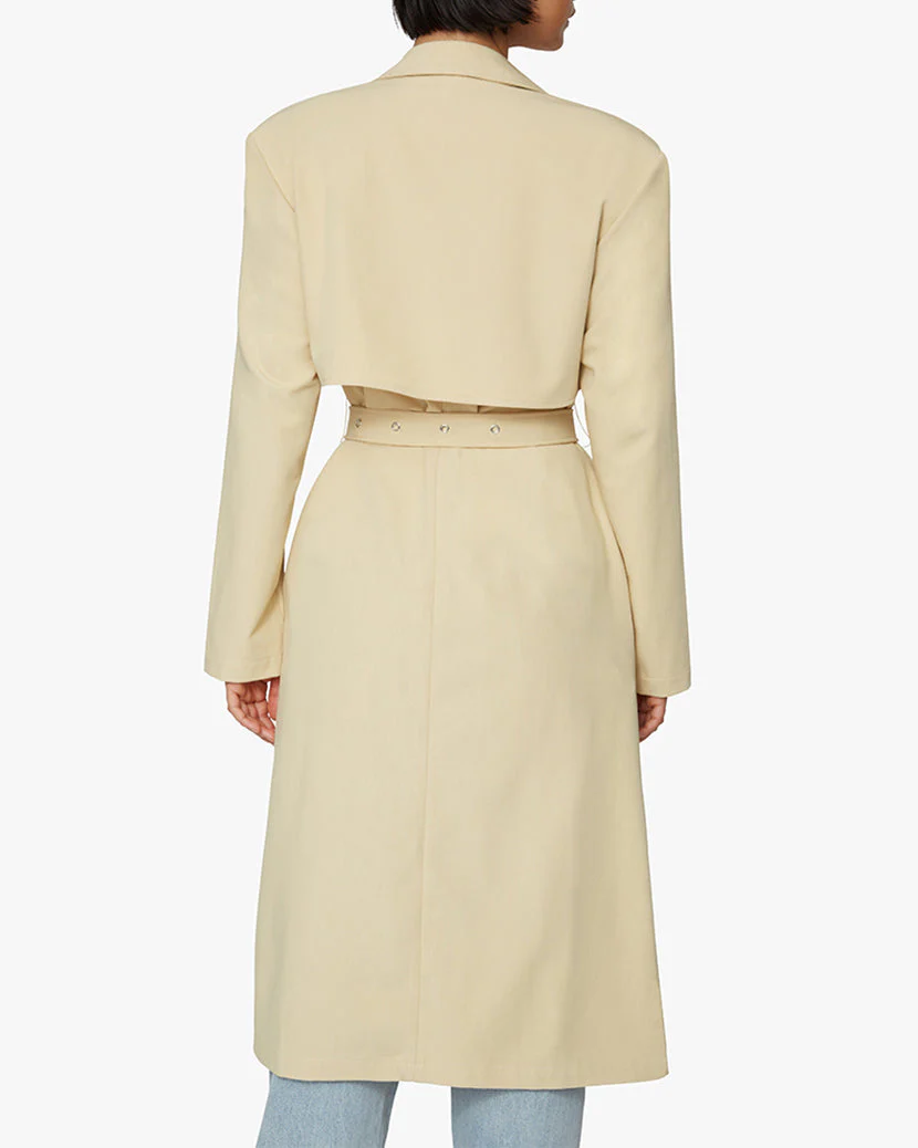 Long Stretch Crepe Trench Coat | Taupe - Image 6