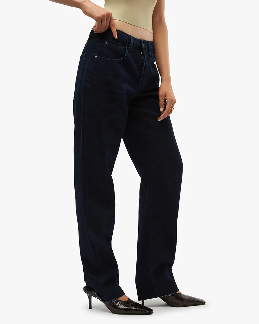 Low Rise Indigo Denim Dad Jean | Raw Blue Indigo Denim - Image 4