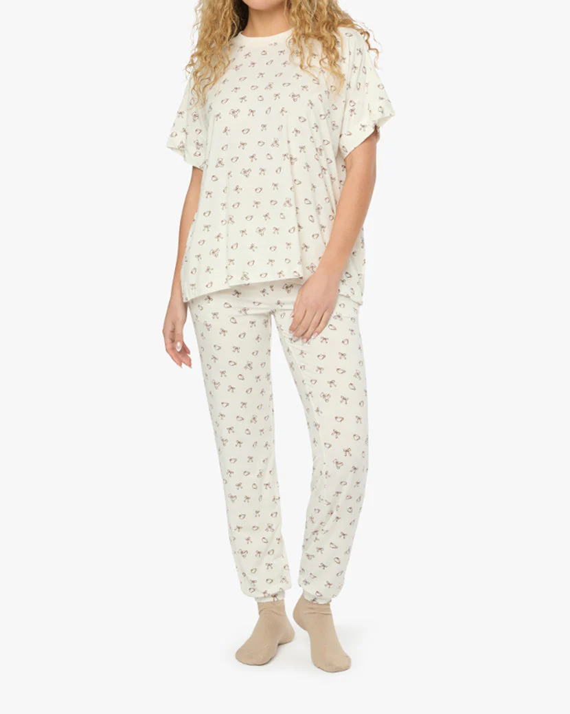 Low Rise Joggers | Ivory x Chestnut - Image 4