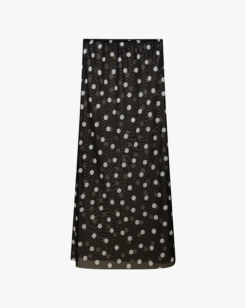 Mesh Oversized Polka Dot Midi Skirt | Black - Image 2