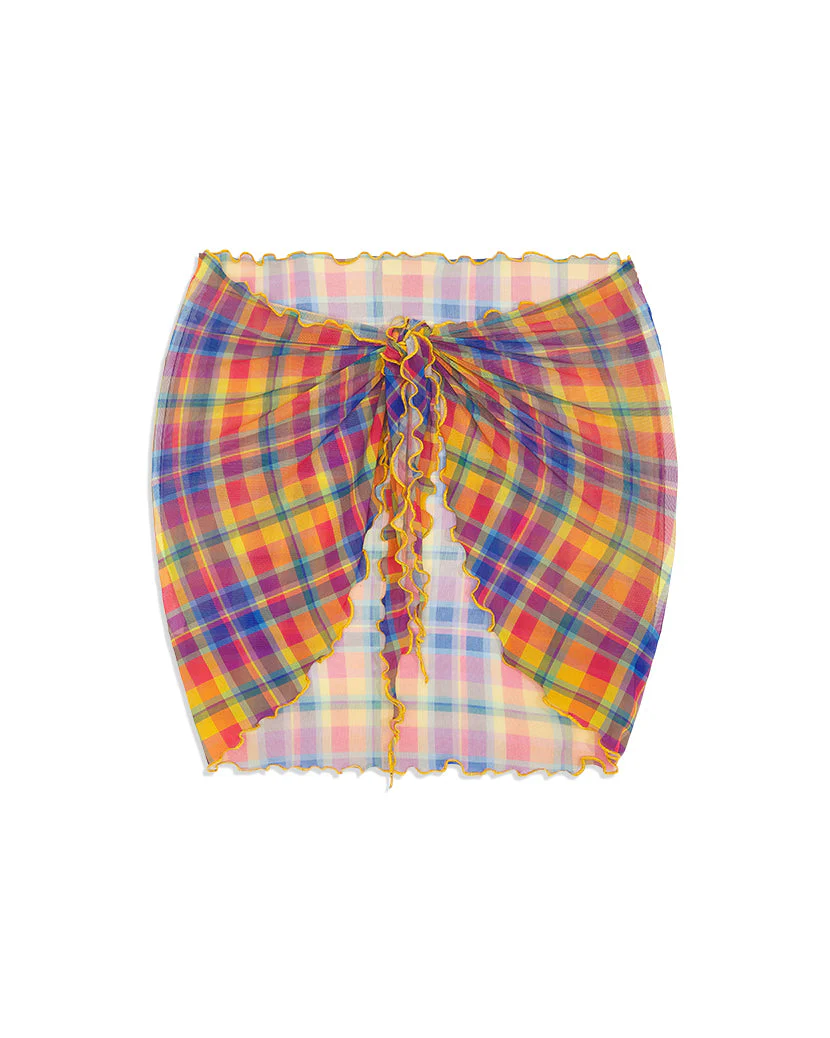 Mini Rainbow Plaid Sarong | Multi - Image 2